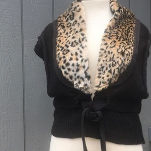 Leopard trim sweater